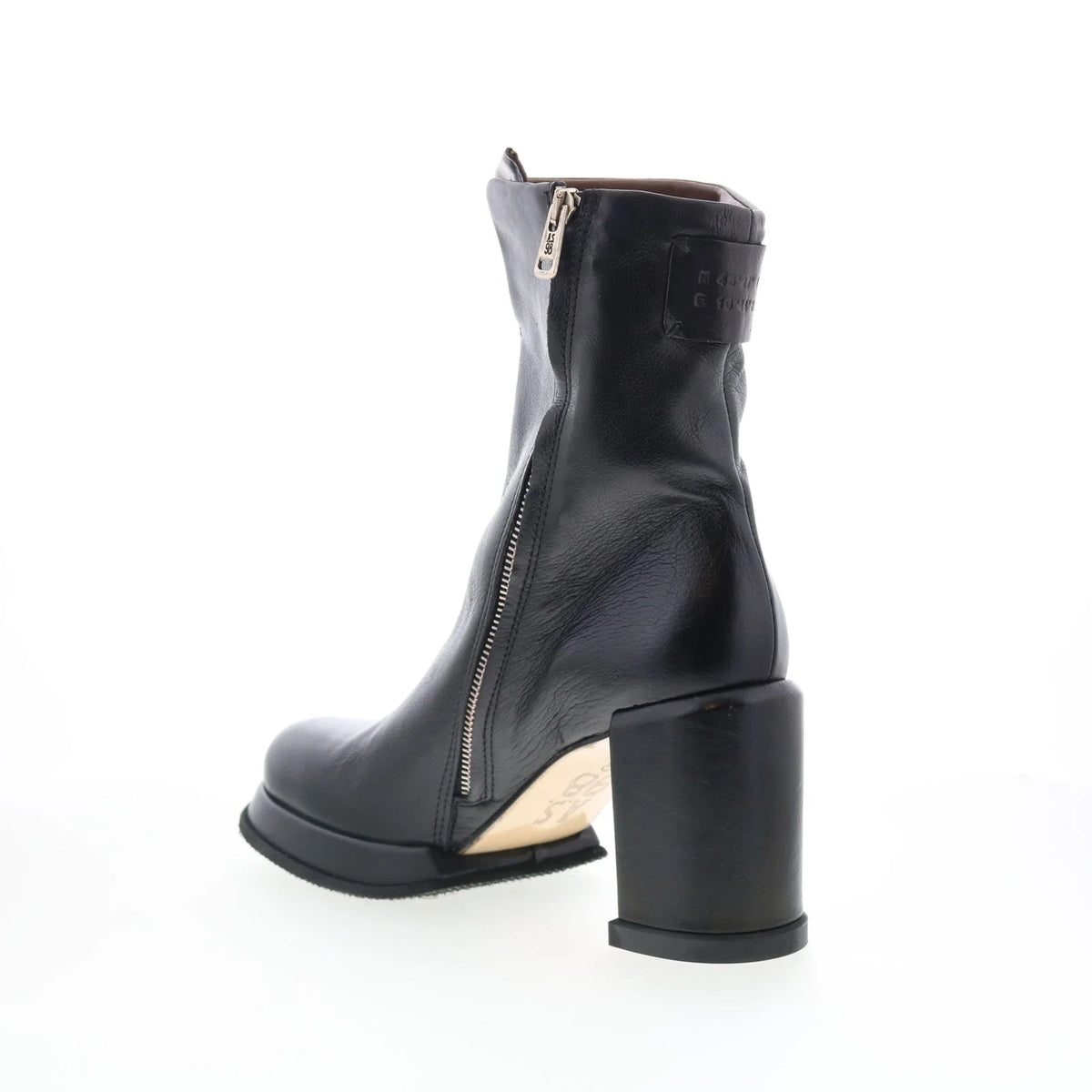 Leti Womens Black Leather Zipper Ankle & Booties Boots